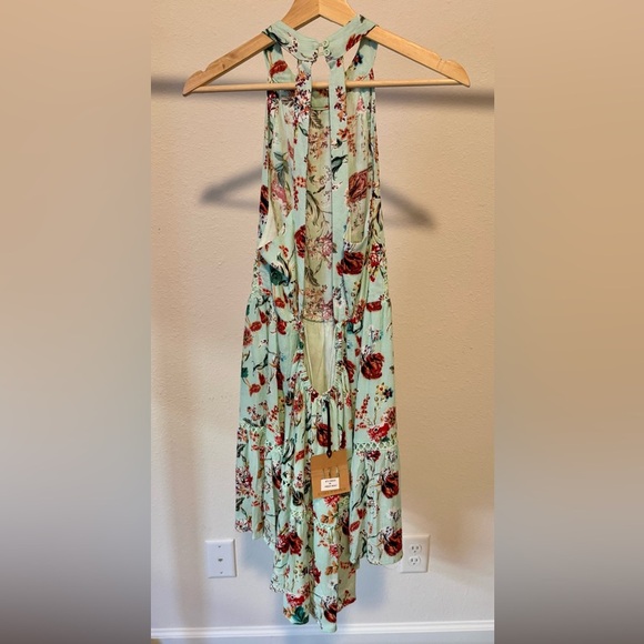 Label of Love ATL Floral Halter Low Back Fresh Mint Dress Medium - Picture 5 of 10